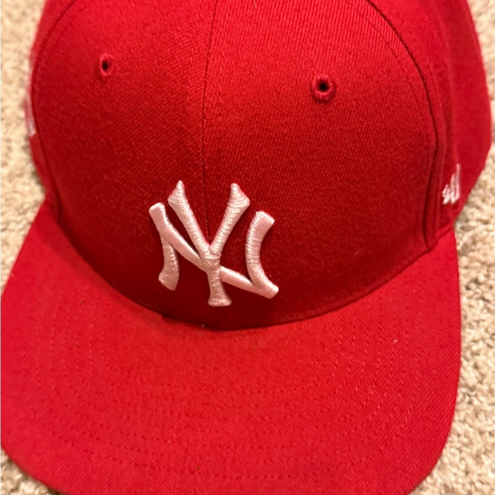 47 Red New York Yankees Hat with White NY Logo